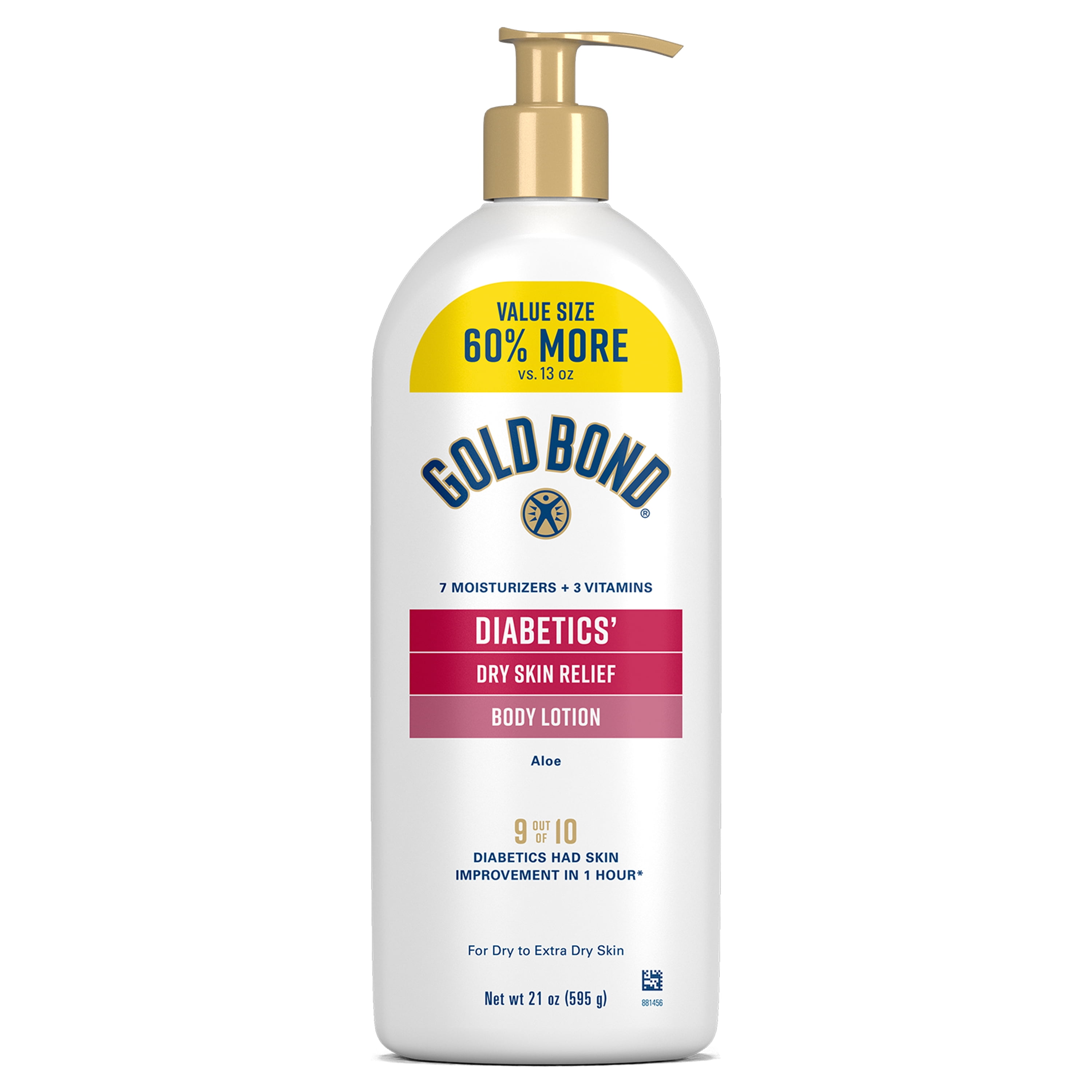Gold Bond Diabetic Body Lotion, Dry Skin Relief with Vitamin E & Aloe to Soothe & Moisturize Flaky, Rough Skin, Value Size, 21 oz
