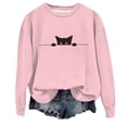 thumbnail image 2 of IDOCLOTHES Halloween Sweatshirt Women Oversized Cute Back Cat Printed Fall Sweaters for Women Going Out Tops Womens Fall Fashion Clothing Women's Outfits Pink, L, 2 of 2