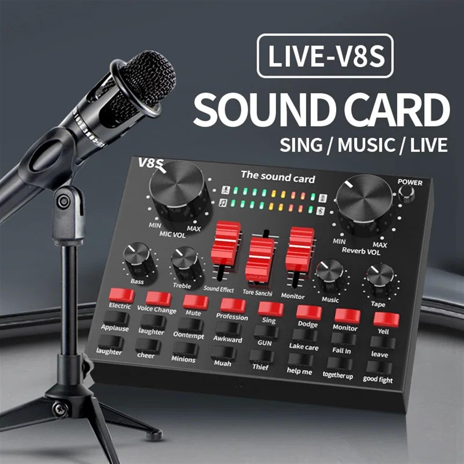 Clear External Sound Card V8s Mobile Phone Microphone Sound Card Sound Card For Mobile Computer Aud-io Interface ,Easy to Operate
