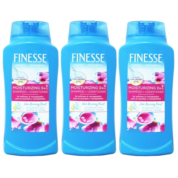FINESSE Moisturizing 2 in 1 Shampoo   Conditioner Hair Reviving Boost of hyaluronic acid   camellia oil   keratin 24 fl oz - 3 Pack