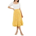 thumbnail image 2 of MODA NOVA Juniors Printed Elastic High Waist Ruffled Hem Zipper Midi Skirt, 2 of 6