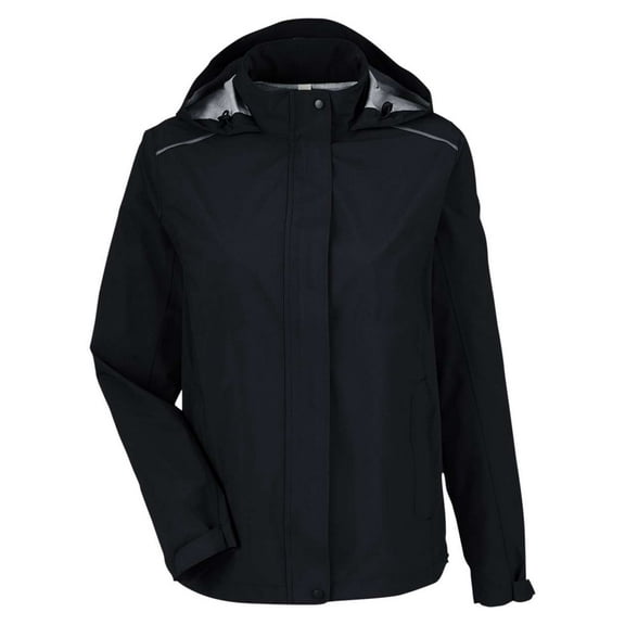 CORE365 CE712W Women's Packable Rain Jacket-Black-2XL