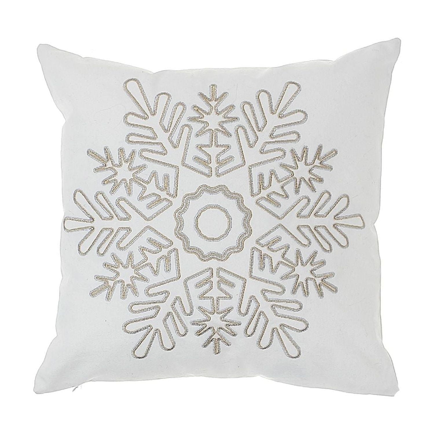 Embroidered Cotton Canvas Cushion Snowflake 18"X18" - Set of 2