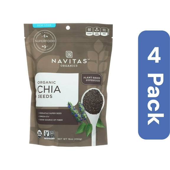 Navitas Organic Chia Seeds 16 oz (Pack of 4)