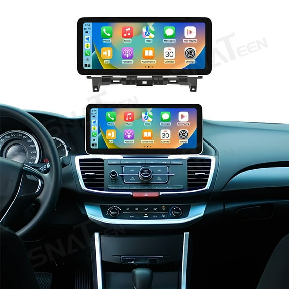 12.3 inch Carplay Screen/Radio/Multimedia Player for Honda Accord 2014 2015 2016 Models Universal Car Navigation/GPS Upgrade Headunit Android Display 1080P Touch Screen Replacement Accessories