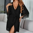 thumbnail image 5 of Aayomet Lingerie for Women Women Lace Kimono Robe Chiffon Lingerie Mesh Chemise,Black M, 5 of 5
