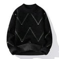 thumbnail image 2 of Oversized Sweaters for Men Casual Crewneck Solid Color Knitted Tops Lightweight Winter Fashion Pullover Loose Sweatshirt (Black XL), 2 of 3