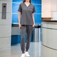 thumbnail image 1 of Conjunto de uniforme exfoliante para mujer Fernando Gris Top de enfermera y pantalones para correr, 1 of 8