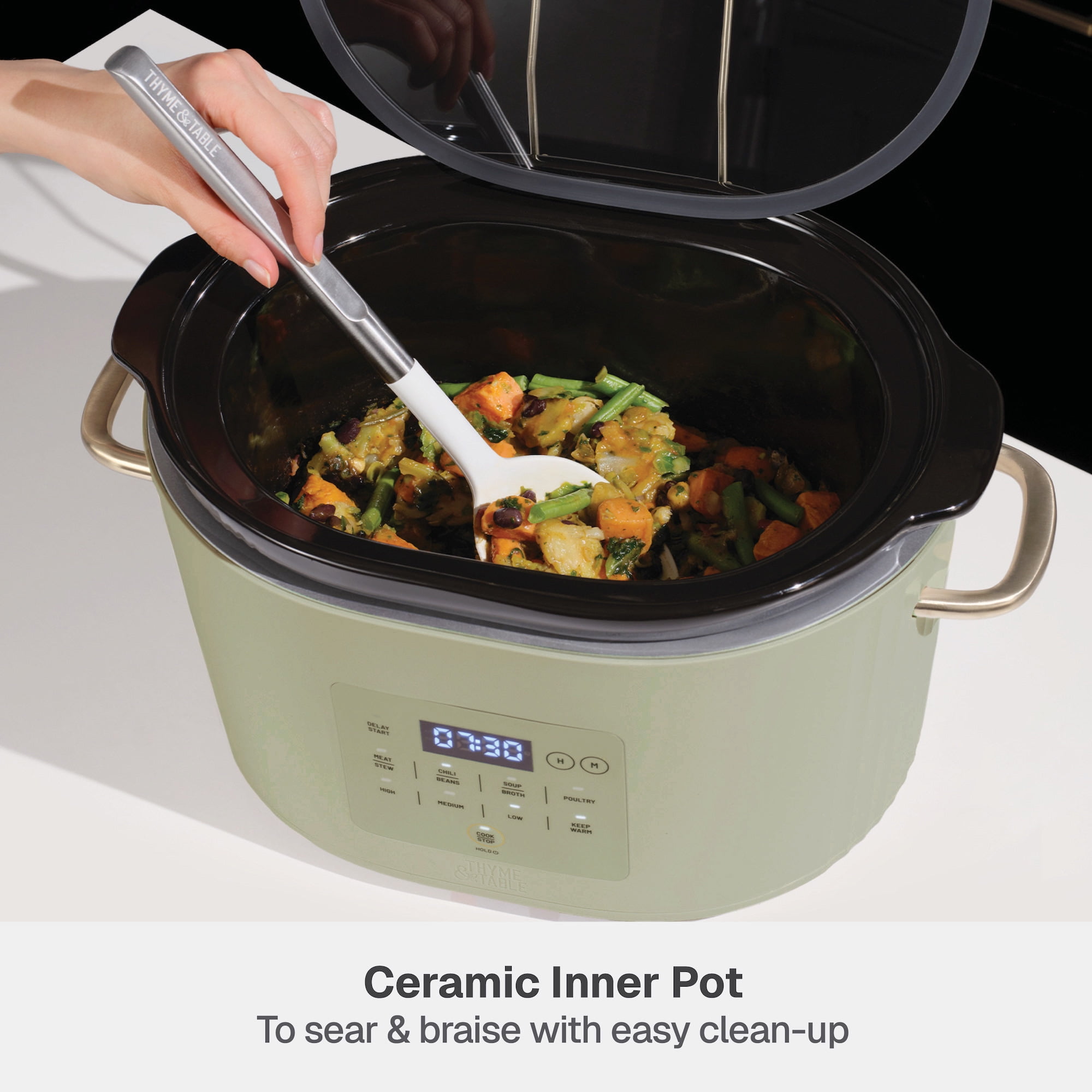Thyme & Table 6QT Programmable Slow Cooker, Eucalyptus Green