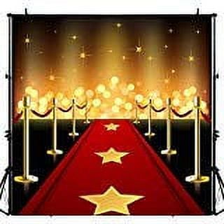 Image of LUCKSTY Hollywood Red Carpet Backdrops for Photography 6x6FT Gold Lights Glitter Walk of Fame Photo Backgrounds for Baby Children Birthday Wedding Studio Props LUGE049
