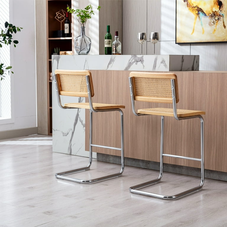 Zesthouse Rattan Counter Stools Set of 2, Mid Century