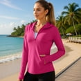 thumbnail image 2 of Abomasnow Women's UPF 50+ Hooded Jackets Quarter Zip Long Sleeve Pullover Hoodies Casual Breathable Hiking Athletic Shirts with Pockets, 2 of 7