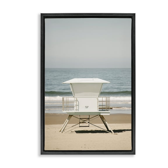 Stupell Industries Surf Shack on Shore Nautical & Beach Photography Black Floater Framed Canvas Art Print Wall Art, 17 x 25