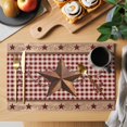 thumbnail image 2 of Placemats Set of 6, Vintage Texas Star Brown Woven Placemat, Linen Place Mats for Kitchen/Dining Tables, Red Plaid Berry Farmhouse Washable Table Mats for Party, 2 of 8