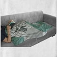 thumbnail image 6 of Animal Soft Flannel Fleece Throw Blanket, Contemporary Image of Animal Head Minimalist Bohemian Style Modern Print, Cozy Plush for Indoor and Outdoor Use, 70" x 90", Teal Grey, by Ambesonne, 6 of 6
