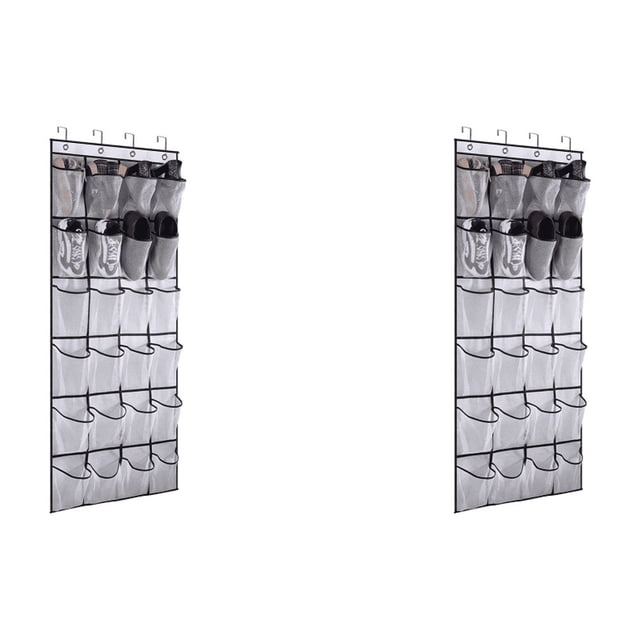 Pared para El Con 24 Bolsillos No Tejida 4 Ganchos Metal () Blanco