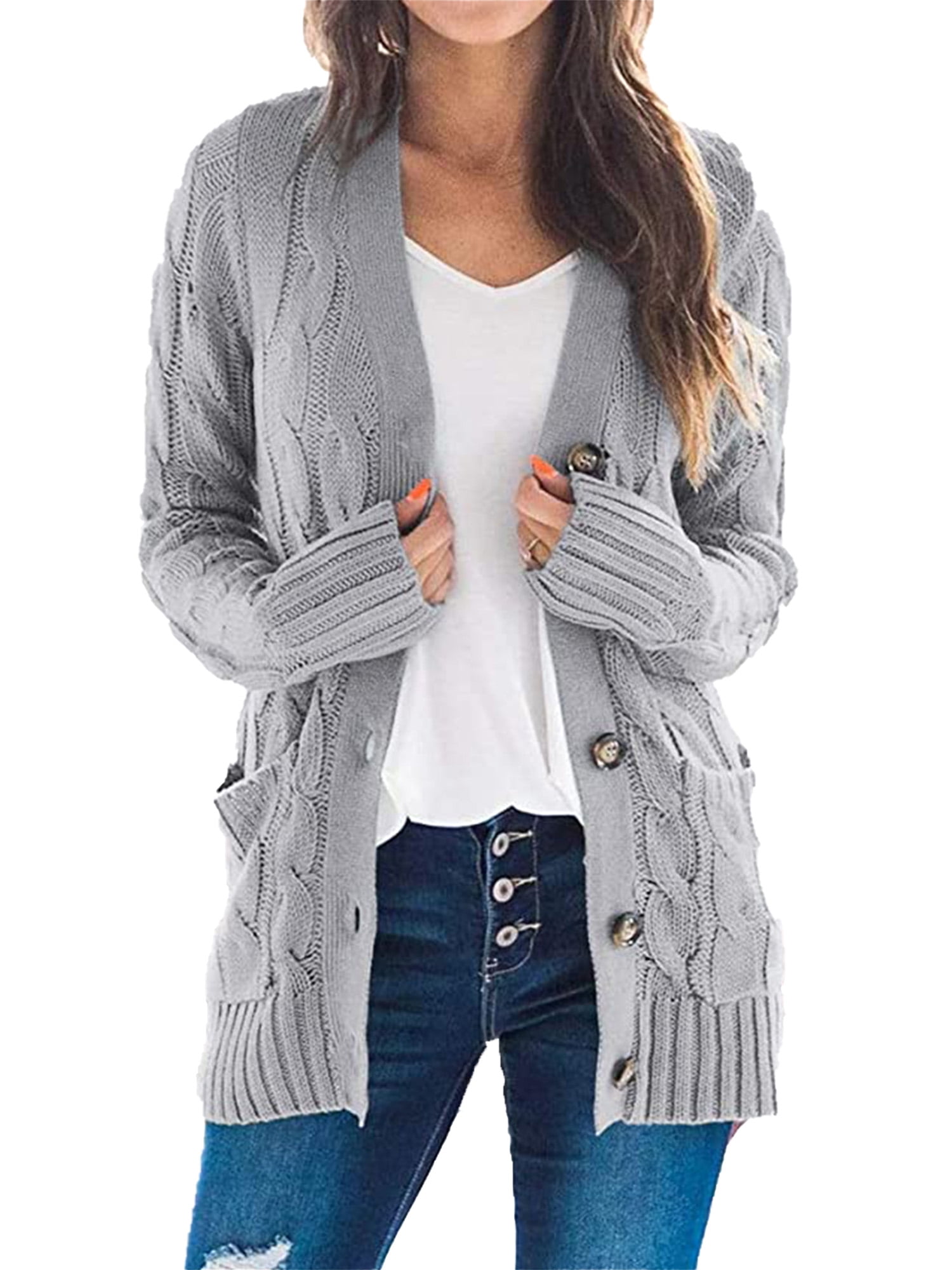 Cordon Jeans Company Long Sweater light grey cable stitch casual look Fashion Sweaters Long Sweaters 