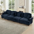 thumbnail image 5 of Newest Elegant Large 4 Seater Sofa Couch,Flared Arms,Removable Ruffles Pleats Skirts,Spindle Legs, Comfy Chenille Four-Seat Sofa for Living Room, Blue, 5 of 20