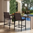 thumbnail image 2 of Gymax Outdoor Counter Height Bar Stools Set of 2 w/ Back Armrest & Footrest, 2 of 8