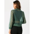 thumbnail image 3 of DARING DIVA Mesh Sheer See Through Long Sleeve Zip Up Bomber Jacket S Green, 3 of 6