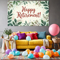 thumbnail image 5 of Decorative Design Happy Retirement Banner Leaf Pattern Floral Motif Polyester Material for Office Party Indoor Celebration Outdoor Event, 5 of 7