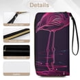 thumbnail image 5 of Womens Wallet Bifold Ladies Cluth Bag Wristlet Wrist Strap Long Purse Neon Flamingo Design, 5 of 6