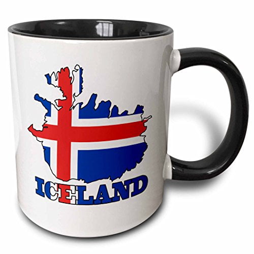 3drose The Flag Of Iceland In The Outline Map Of The Country And Name Iceland Two Tone Black Mug 11oz Walmart Com Walmart Com