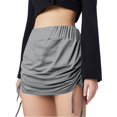 thumbnail image 3 of DuoJiaJ Women's Summer Solid Color Spicy Girl Pleated Side Drawstring Skirt Pants Half Skirt Skirts For Women Gray S, 3 of 5