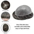 thumbnail image 3 of LYRICAL HAIR Toupee for Men 0.04-0.06mm Ultra Thin Skin Mens Toupee Hairpiece Human Hair Replacement Systems All V-Looped PU Toupee Hair for Men Natural Hairline Mens Hair Wig Units, 3 of 7
