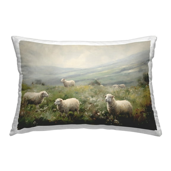 Stupell Industries Misty Sheep Pasture Decorative Printed Throw Pillow Design by Petal Prints Design.