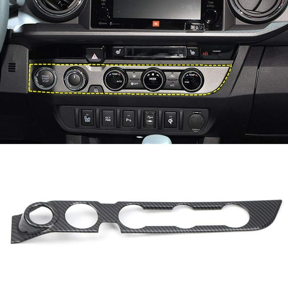 2016-2023 for Toyota Tacoma Car Accessories Dashboard Console A/C Control Switch Panel Decor Trim ABS Carbon Fiber Grain 1pc (Only Fit 4WD with Engine Start Stop Button; Not Fit RHD, 2WD)