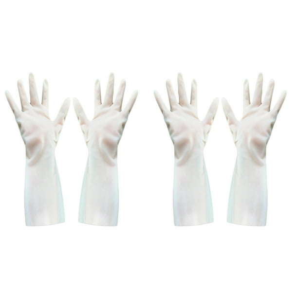 EeaseMX 2 pares de guantes de goma para lavavajillas, impermeables, para limpieza de cocina y protección de manos, talla L (blancos)