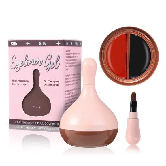 Color Eyeliner Gel,2-in-1 Gel Eyeliner Set,Waterproof Gel Eyeliner Smudge-proof Eye Liner Gel Makeup High Pigment Eye Makeup Set with Brush, Long-lasting Multi-Functional for All Day
