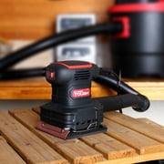 Hyper Tough 2 Amp Corded 1/4 Sheet Palm Sander with Dust Bag, Vacuum Hose Adapter, Punch Plate & 3 Sanding Sheets, New Condition