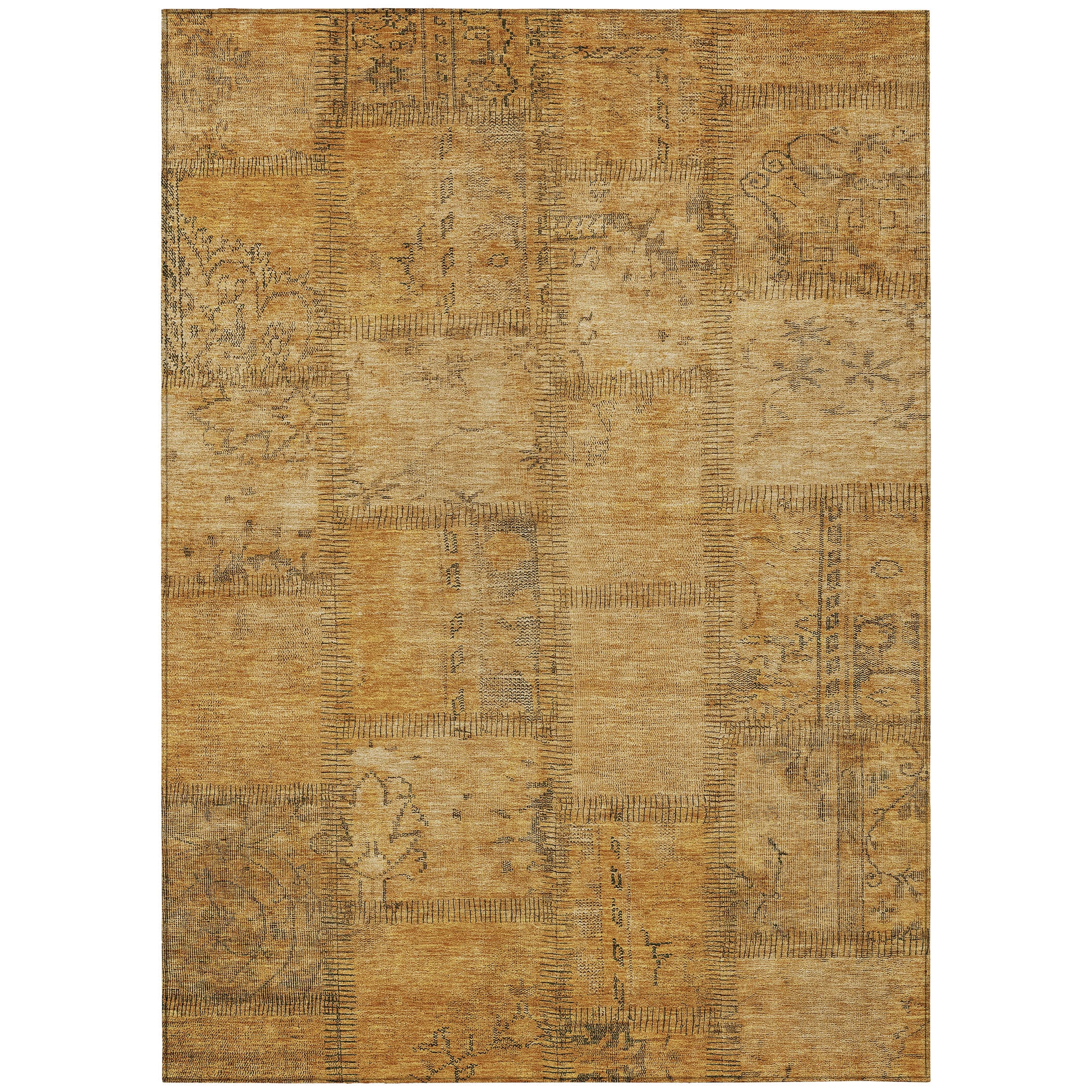 Addison Rugs Chantille Indoor/Outdoor Transitional Patchwork Copper Washable Rectangle Rug, 9' x 12'