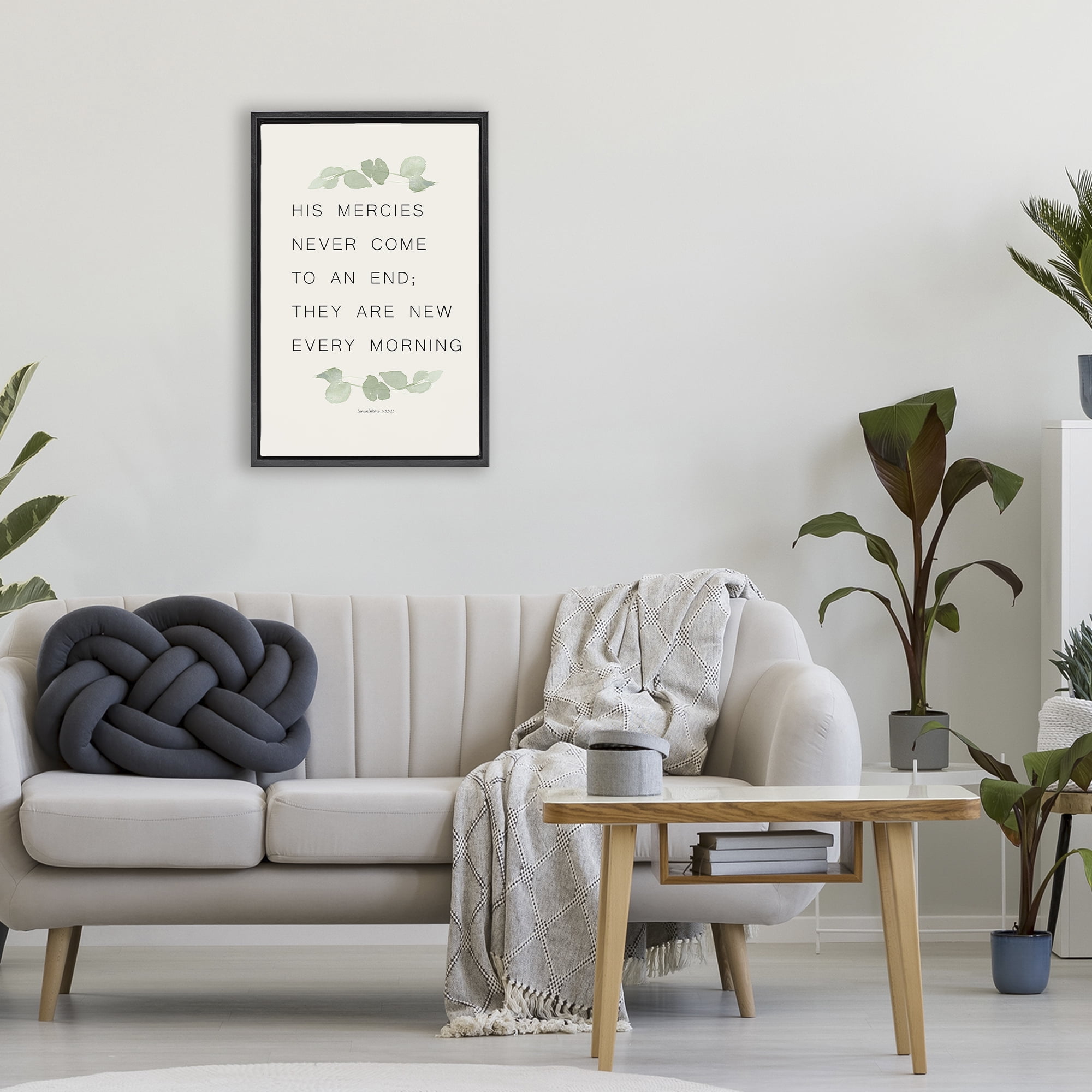 Stupell Industries Mercies New Every Morning Black Framed Floater Canvas Wall Art, design by Lucille Price