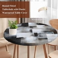 thumbnail image 5 of Abstract Brown White Round Fitted Table Cover Modern Art Black Grey Watercolor Waterproof Table Cloth with Elastic Edge Wipeable Tablecloth for Picnic Camping Party Fits 36"-44" Diameter, 5 of 8