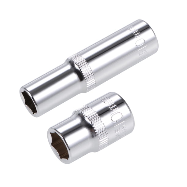 Juego de llaves de vaso de 10 mm de profundidad y poco profundas de 3/8" de Uxcell, métrico, CR-V