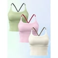 thumbnail image 1 of PISONIC 3pcs Women's Sports Bras with Built-In Padded Support - Medium-Stretch Fabric, Solid Color Design for Running, Cycling, Gym & Workouts - Workout Essentials, Sleek Sports Bra, 1 of 9