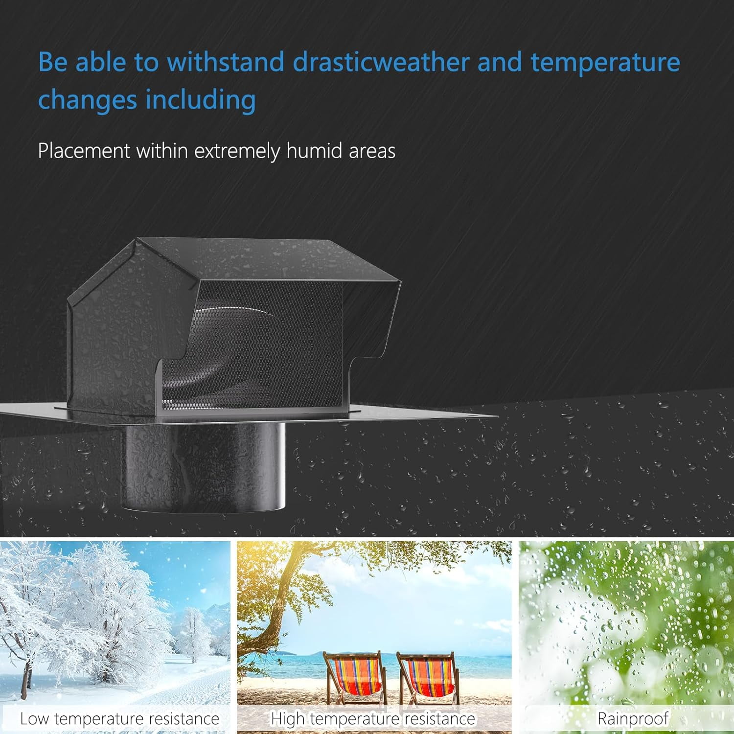 Roof Vent Cap - Hon&Guan Roof Vents 4 Inch Galvanized Steel Bathroom 4 Roof Exhaust Vent for Ventilation System-with Damper, Black