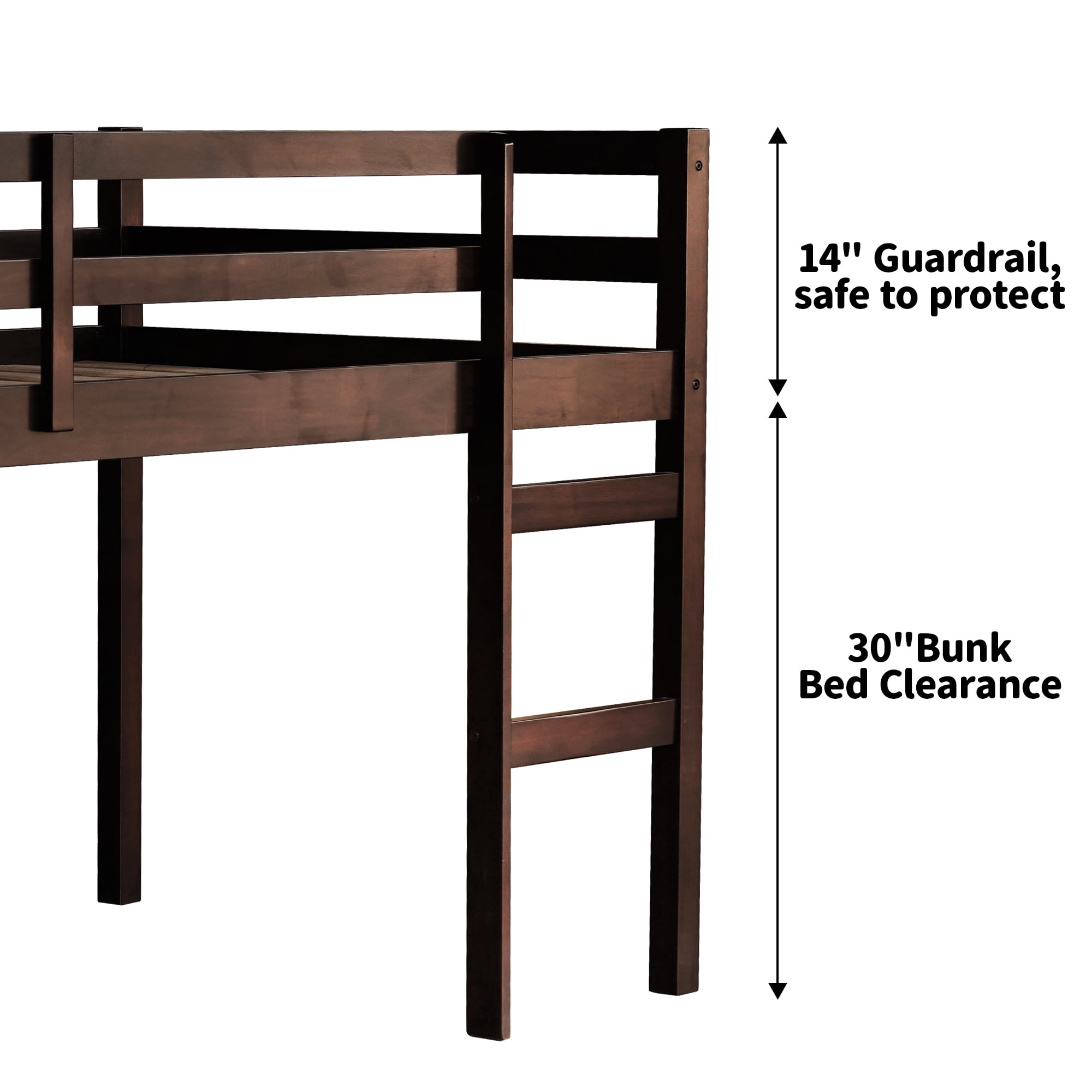 Alvantor Twin Size Kids Loft Bed with Stairs and Espresso Finish