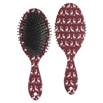 Red Christmas Deer Pattern Hair Brush,Girls Detangling Hair Brush,Glide Through Tangles with Ease for Wet & Dry Hair,8.8"X2.8"