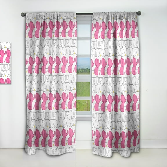 Designart 'Pink Elephant Kids Collage' Tropical Curtain Panel