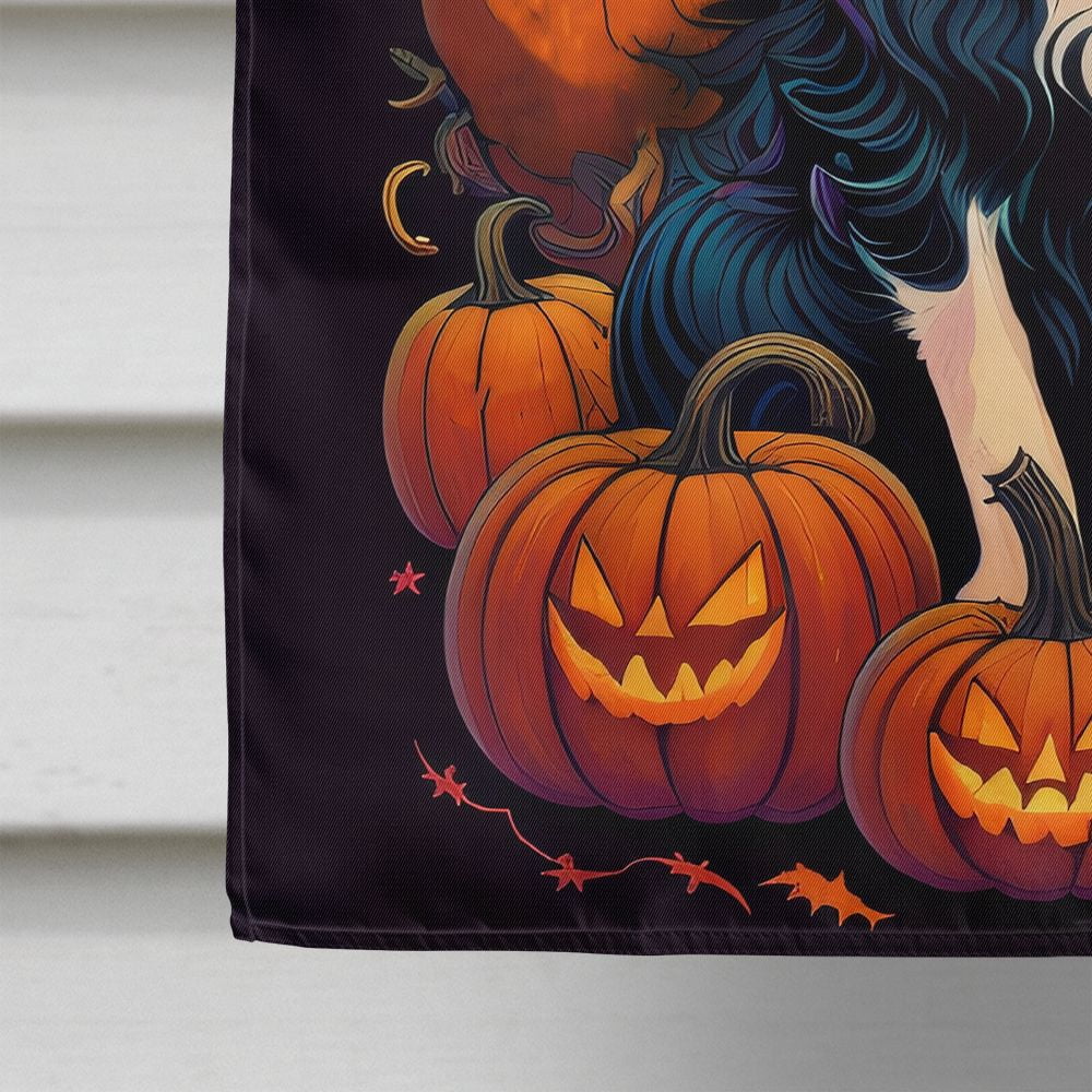Halloween Border Collie Dog House Flag 28x40IN Double-Sided Polyester Decorative Sleeve Pole Flag for Outdoor Home Garden
