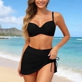 thumbnail image 5 of Swimsuit Women Solid Skirtini Set for Women Floral Print Tankini Swimsuit High Waist Bikini with Swim Skirt Beachwear Black L, 5 of 6