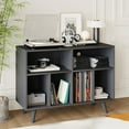 thumbnail image 6 of Accreate Large Record Player Stand with Power Outlet, Farmhouse Vinyl Record Storage Cabinet Holds 350 Albums, 6 Storage Cubbies for Living Room, Bedroom, Office, 6 of 7