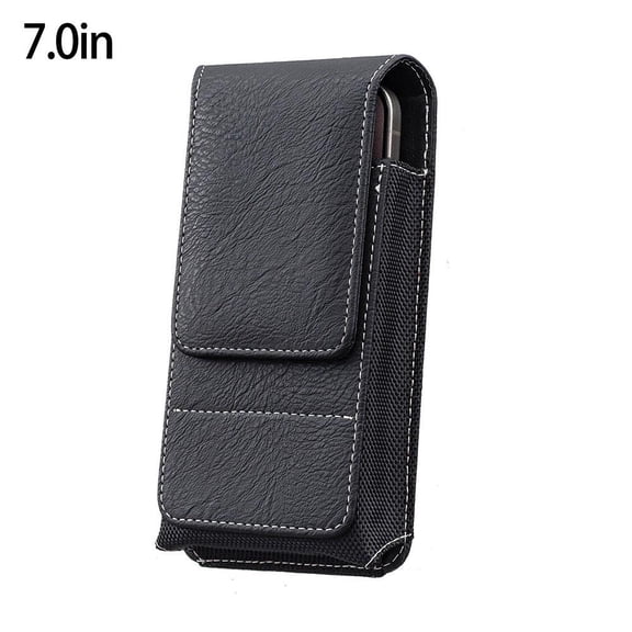 PU Leather Phone Waist Pack for Men Women, Universal Phone Pouch Belt Bag, Fits 6.3-7.0 Inch Smartphone, Zipper Travel Waist Bag for Hiking Camping Commuting