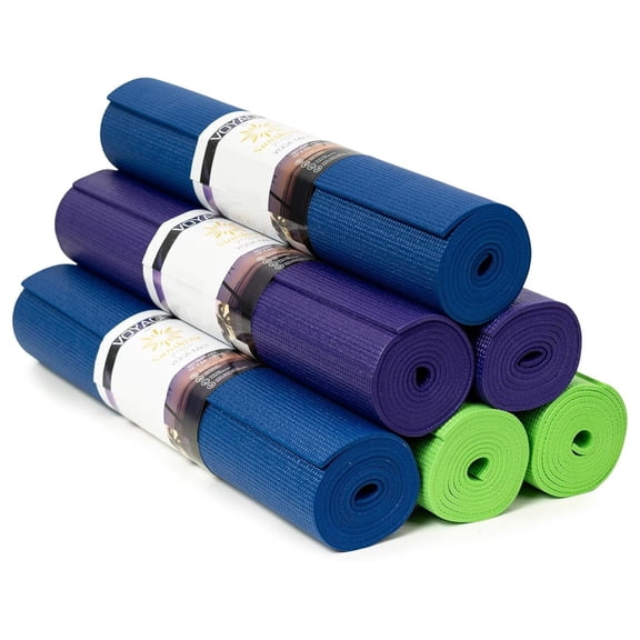 Yoga Mat, 6 Pack, 72" x 24" Professional Studio and Gym Bulk Yoga Mats, 5mm Thick, Durable, Anti-Tear, Non Slip Fitness and Assorted