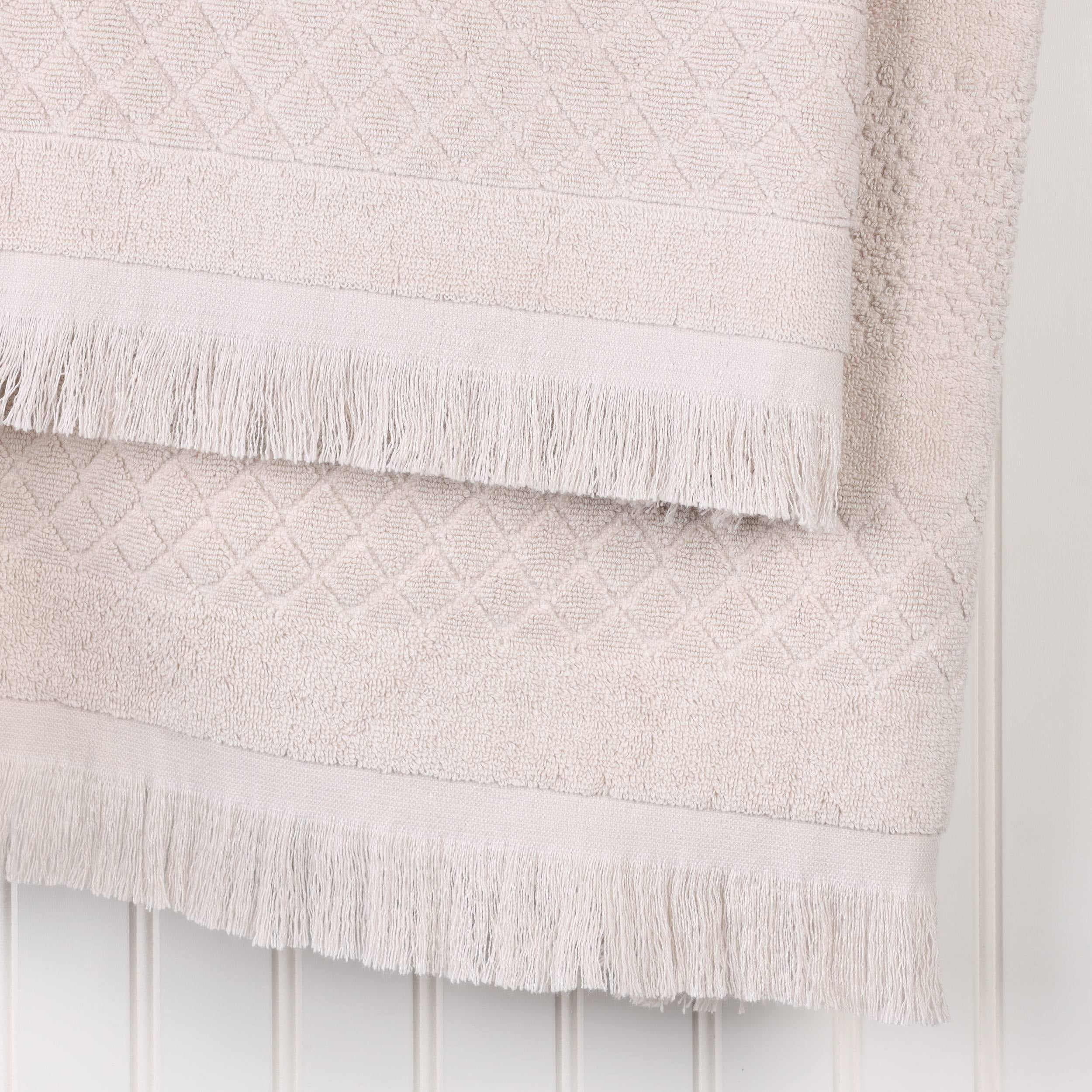 Superior Rolla Geometric Cotton 8 Piece Towel Set, Quick-Dry Ultra Soft Towels, Silver