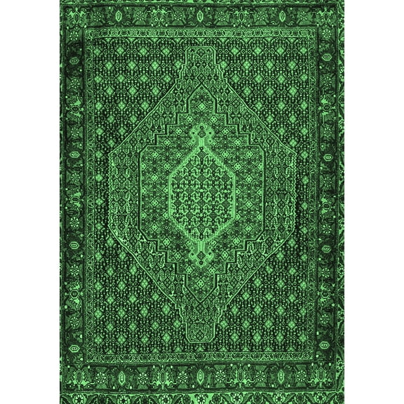 Ahgly Company Indoor Rectangle Persian Emerald Green Traditional Area Rugs, 5' x 7'
